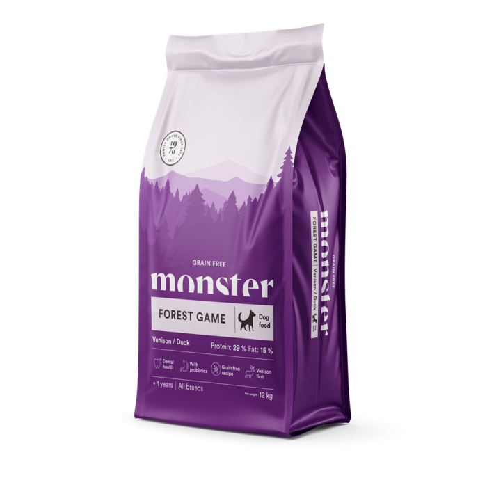 Monster Dog Grain Free Forest Game All Breed Venison & Duck 12 kg