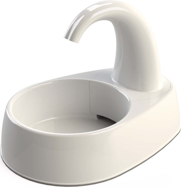 Vattenfontän Curved, plast, 2.5 l/25 × 24.5 × 35 cm, vit