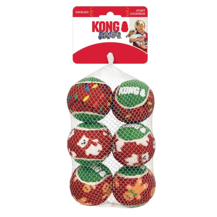 Kong Holiday Squeakair Balls Med 6pk