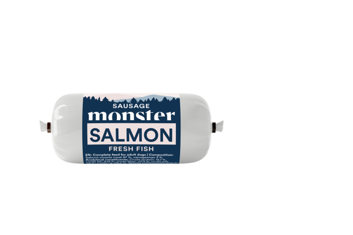 Monster Dog Sausage Salmon Hundfoder – 80 g