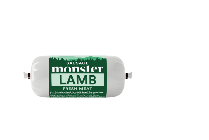 Monster Dog Sausage Lamb Hundfoder – 80 g