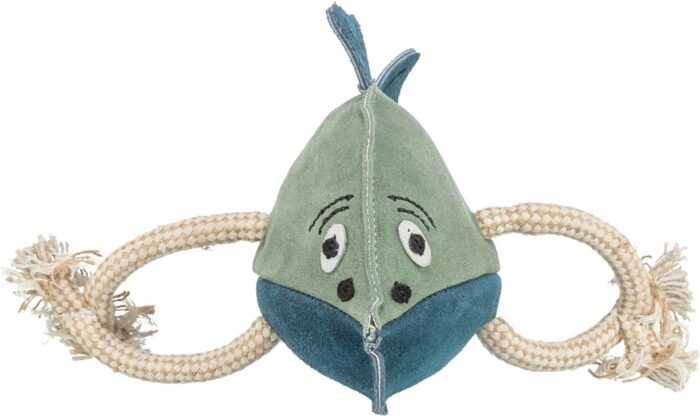 Fisk, läderleksak, 100% läder/rep, 28 cm