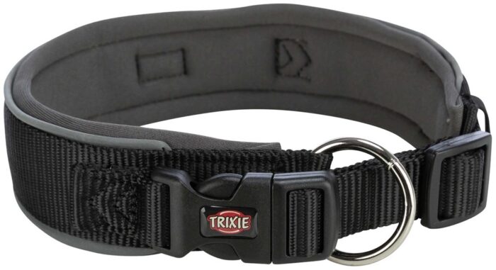 Premium halsband, X-bred, XS-S: 27-35 cm/25 mm, svart/grafit