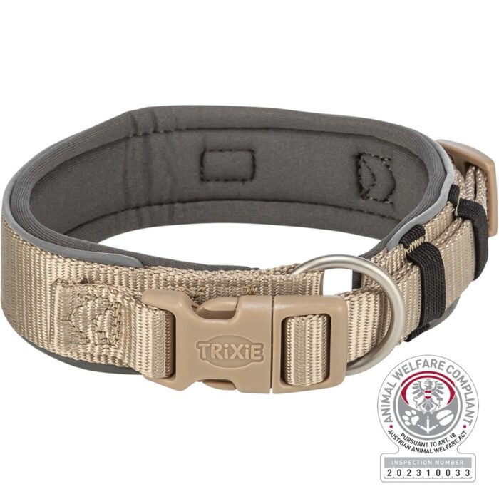 Premium halsband, X-bred, XS-S: 27-35 cm/25 mm, sand/grafit